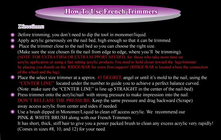 Direction how to use french trimmers